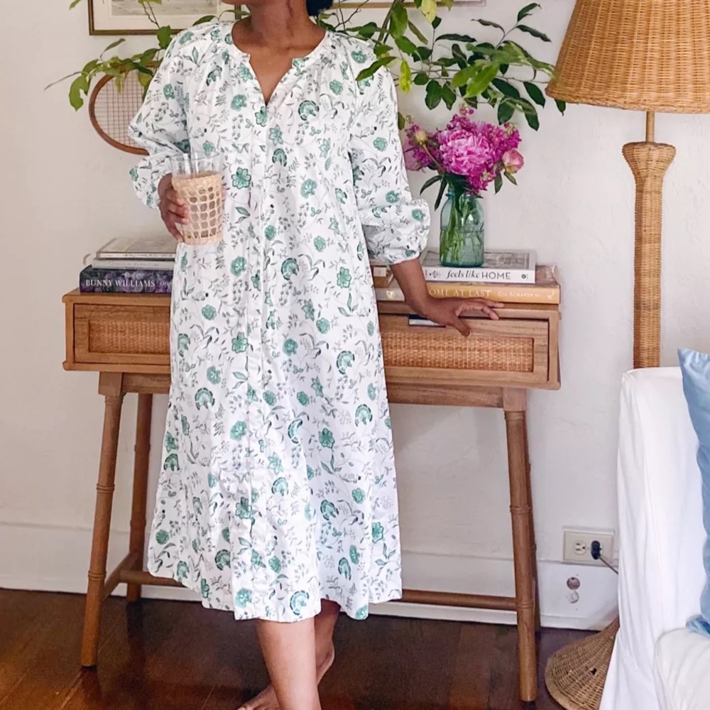 LAKE BRUNCH MIDI Dress Meadow Vines Size L With Pockets Floral Cottagecore